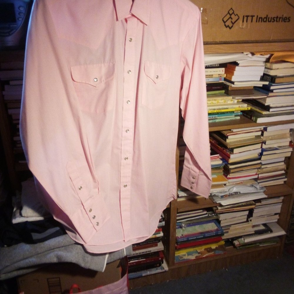 2 vintage Shepler Western dress shirts LS solid color XL